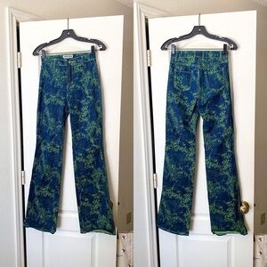I.AM.GIA Pant Tali‎ Denim Flare Animal Print High-Rise Green Tiger XS EUC